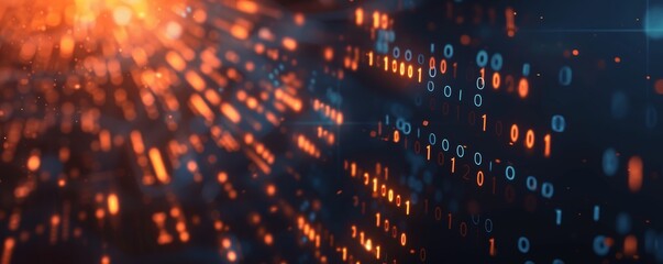Abstract smartphone desktop background, digital background with binary code and glowing lights, representing technology and data, Digital background of binary code, data flow and glowing lights