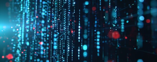 Abstract smartphone desktop background, binary code and glowing lights, representing data technology. Digital technological operations, neural networks, AI, data digital , audio visual