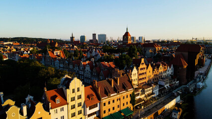 Obraz premium city ​​European ancient architecture port city aerial photography Gdansk Poland