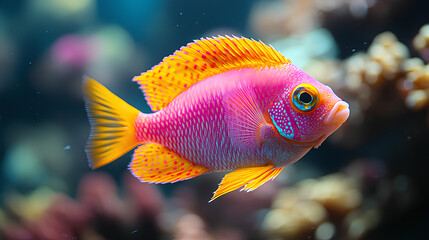 Obraz premium Close-up of a pink and orange fish swimming in the sea