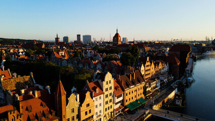 city ​​European ancient architecture port city aerial photography Gdansk Poland