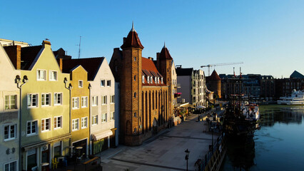 city ​​European ancient architecture port city aerial photography Gdansk Poland