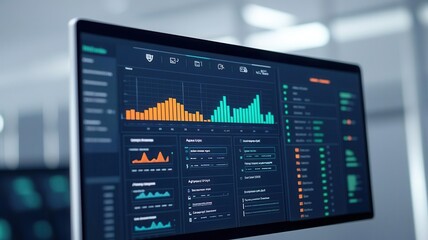 Cloud-based fintech platform interface displaying various integrated financial tools and services, scalable, fintech integration