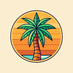 A vibrant, vector illustration of a palm tree