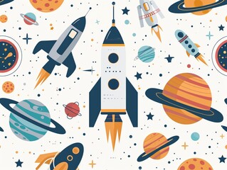 Space exploration icons rockets