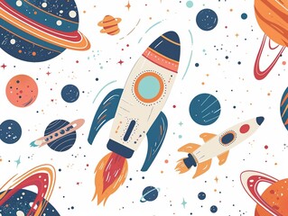 Space exploration icons rockets