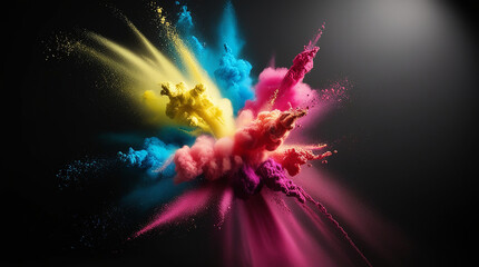 Obraz premium A violent explosion of colored powder