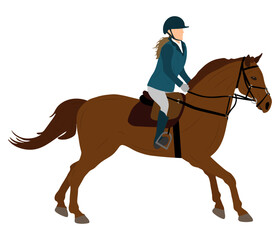 Horse rider and horse gait in equestrian sports. Vector illustration