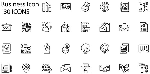 Set of business icons. Line art style icons bundle. vector illustration