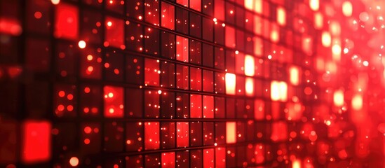 Obraz premium Abstract red mosaic background with LED squares Digital technology concept featuring a pixel grid design 3D rendered red square pattern