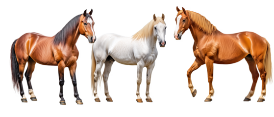 different colors horse collection, animal bundle, without background 