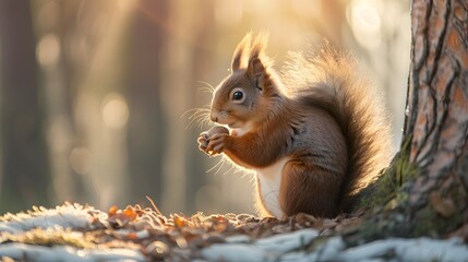 Obraz premium Squirrel nibbling on a nut