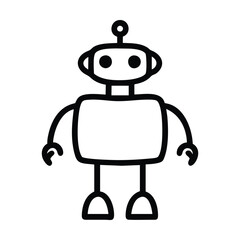 Obraz premium Black and white cartoon robot illustration. Vector illustration