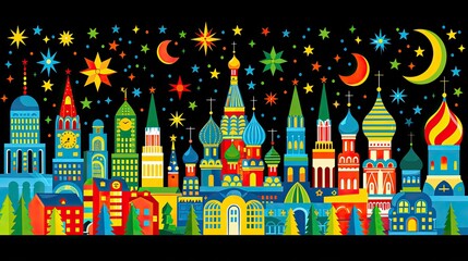 Obraz premium Illustration Of Russian Landmarks. Generative AI