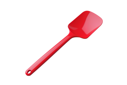 A Vibrant Red Silicone Spatula Isolated On White Background on a White or Clear Surface PNG Transparent Background