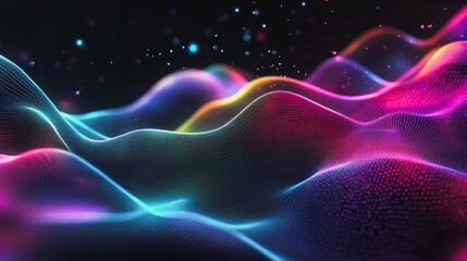 Obraz premium Abstract digital background electromagnetic wave colorful background Abstract digital wave background information technology Innovation is the background. gradient wave digital wave banner