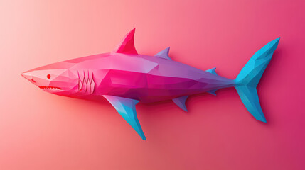 Fototapeta premium A Stylish Pink Shark Toy displayed beautifully on a colorful Gradient Background setting