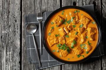 indian spiced fish curry, salmon masala, top view