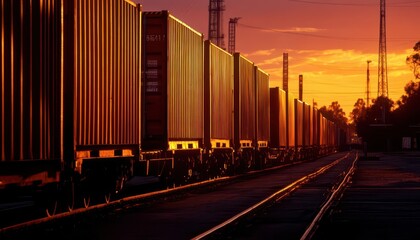 Fototapeta premium Shipping and freight, vibrant colors, dynamic scenes, industrial setting, detailed