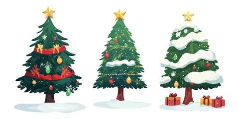 Christmas tree with gifts, vector illustration on white background