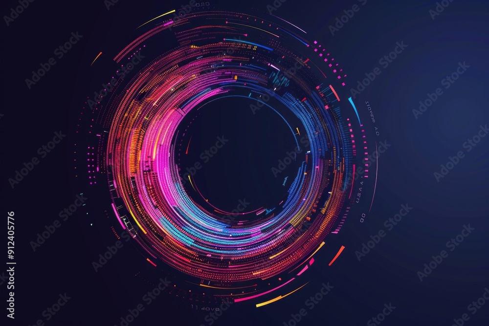 Poster A vibrant circular pattern on a dark background, suitable for use in design or branding projects