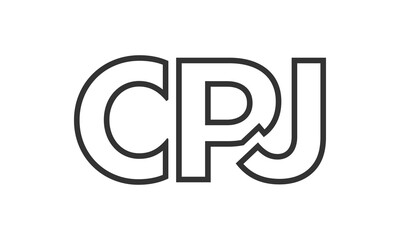 CPJ logo design template with strong and modern bold text. Initial based vector logotype featuring simple and minimal typography. Trendy company identity.