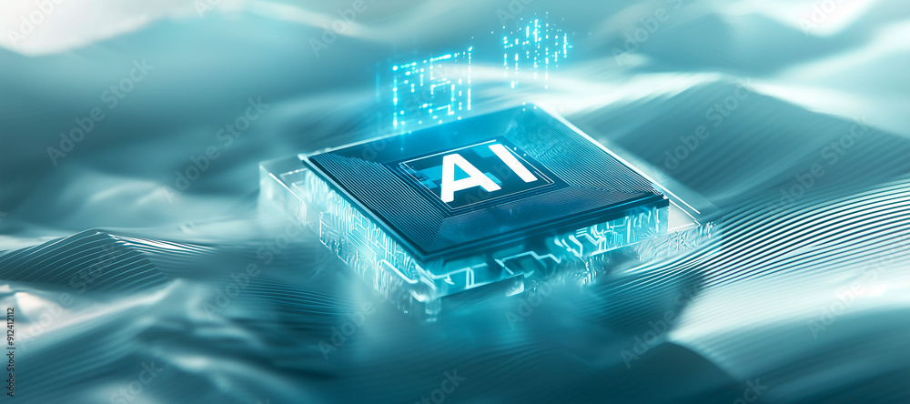 Poster chip with holographic text 