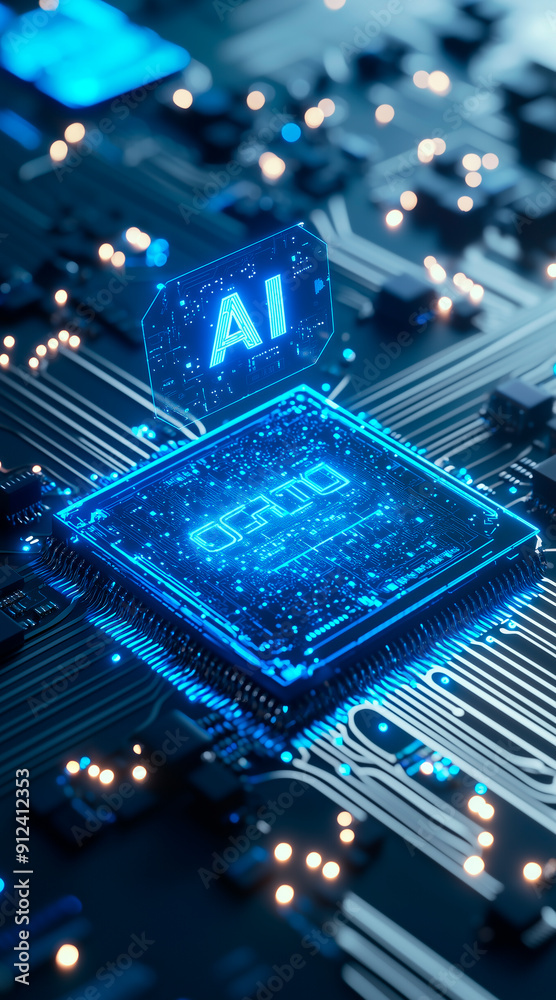 Poster chip with holographic text 