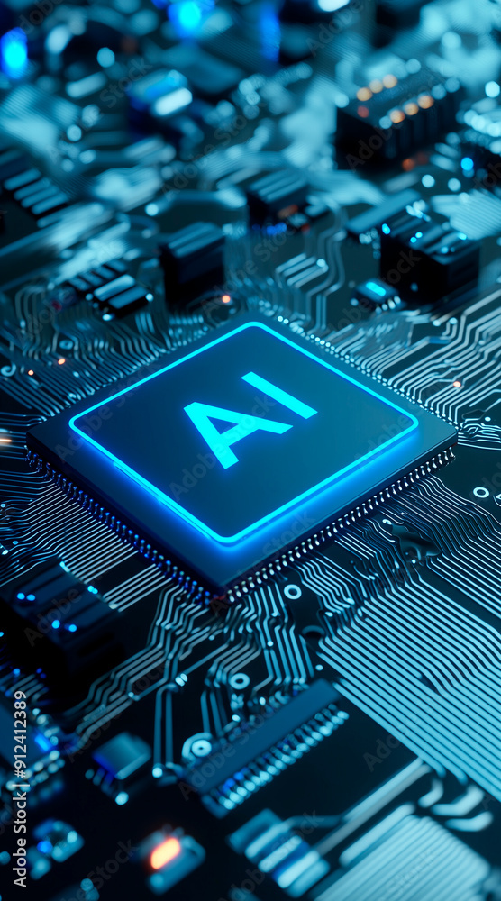 Fototapete chip with holographic text 