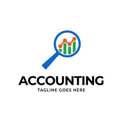 Fototapeta premium Vector logo combination of a graph and magnifier