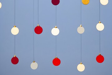 Christmas ball ornaments wallpaper, xmas decoration on blue background. New Year banner, flyer, card, cover.