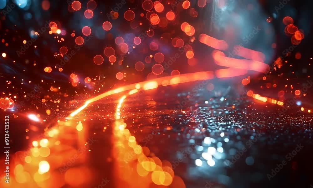 Poster abstract light trails and bokeh