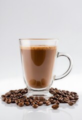 Fototapeta premium A cup of coffee, Espresso coffee with coffee beans