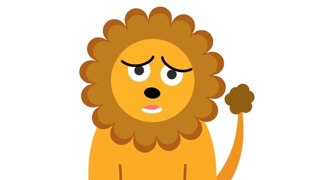 Cute Lion Cartoon Animation in Transparent Background. Suitable for Animal Video Element Content