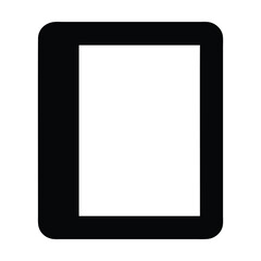 Black and white illustration of a tablet with a white screen. Vector illustration