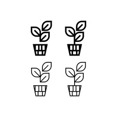 Simple potted plant icons vector