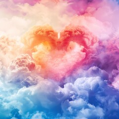 Fototapeta premium beautiful colorful valentine day heart in the clouds as abstract background 