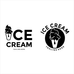simple and elegant black and white ice cream logo