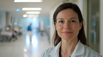 Freundliche &Auml;rztin im Krankenhaus: Portr&auml;t einer professionellen und kompetenten Medizinerin