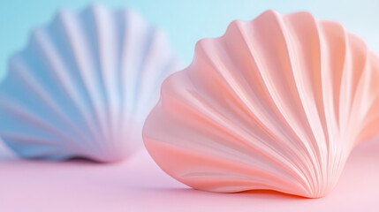 Fototapeta premium Stylish Pastel Shells on a Soft and Serene Background for Aesthetic Appeal and Design
