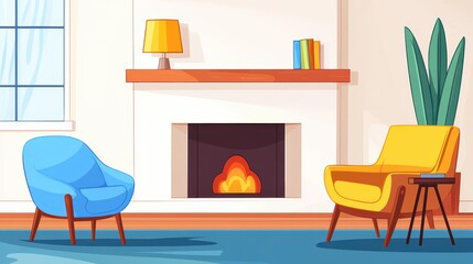 Experience chic comfort in a stunning living space, blending sleek designs with warm textures and a cozy fireplace.