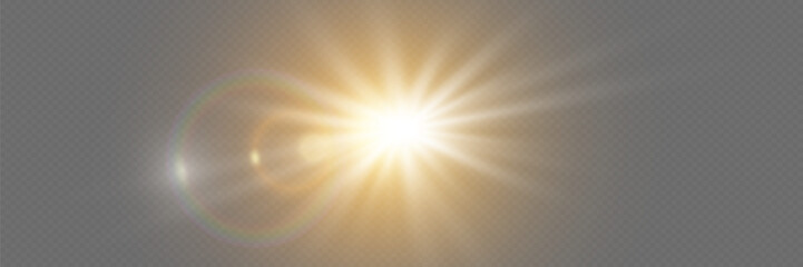 Obraz premium Transparent sunlight special lenses and glare, lighting effect.