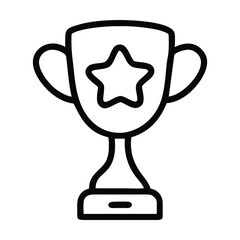Fototapeta premium Simple line drawing of a trophy with a star. Vector illustration