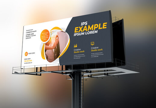 Business Billboard Banner With Green & Blue Rectangle