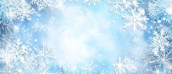 Decorative winter frame with snowflakes