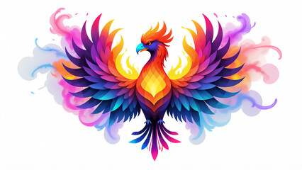 Fototapeta premium a minimalistic neon line logo depicting a tessellated geometric phoenix