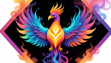 Obraz premium a minimalistic neon line logo depicting a tessellated geometric phoenix