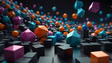 Obraz premium Futuristic 3D shapes scattered 