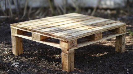 Fototapeta premium Wooden Pallet Table in Outdoor Setting