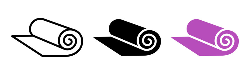 Yoga mat icon. Fitness mat vector illustration. Yoga mat symbol. Sport rug sign. Exercise carpet pictogram.